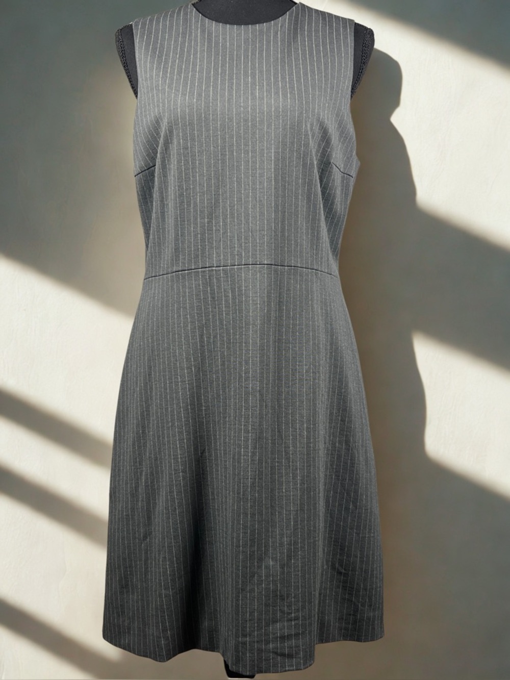 Theory Gray Pinstripe Sheath Sleeveless Dress, Size 10